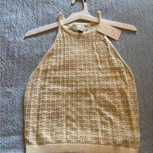 A New Day Cream Halter Knit Cropped Top